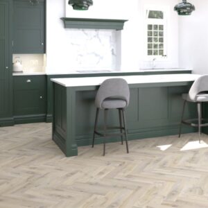 Engineered Oak Grey Washed Lacquered Parquet Herringbone Wood Flooring - 15mm x 3mm x 125mm