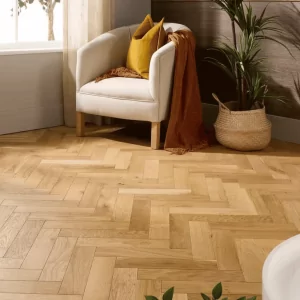 Parquet Herringbone Engineered Brushed Oiled Oak Flooring - 20mm x 6mm x 120mm