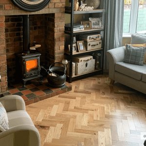 Parquet Herringbone Engineered Oak Flooring UV Lacquered - 14mm x 3mm x 125mm