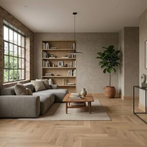 Engineered Oak Brushed Oiled Parquet Herringbone Wood Flooring - 20mm x 6mm x 120mm