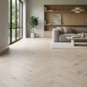 Parquet Herringbone Engineered Oak Flooring White Lacquered - 14mm x 2.5mm x 110mm