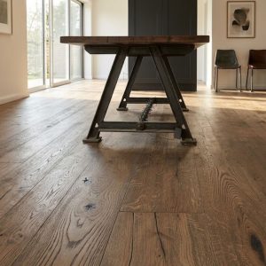 Engineered Oak Antique Brown Lacquered Wood Flooring - 14mm x 3mm x 190mm