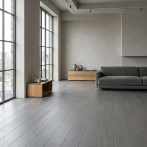 Engineered Oak Dark Grey Bracken Lacquered Wood Flooring - 15mm x 4mm x 190mm