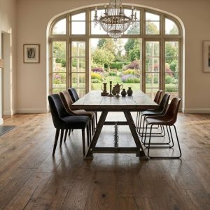 Engineered Oak Golden Antique Brown Lacquered Wood Flooring - 14mm x 3mm x 190mm