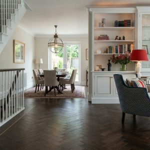 Parquet Herringbone Engineered Oak Flooring Dark Brown UV Lacquered - 15mm x 3mm x 120mm