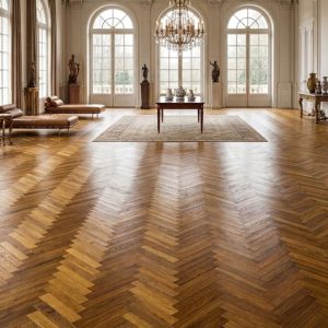 Engineered Oak Parquet Herringbone Golden Honey Wood Flooring - 15mm x 3mm x 120mm