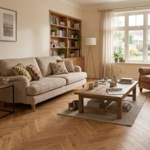 Parquet Herringbone Engineered Oak Flooring Natural UV Oiled - 15mm x 3mm x 120mm