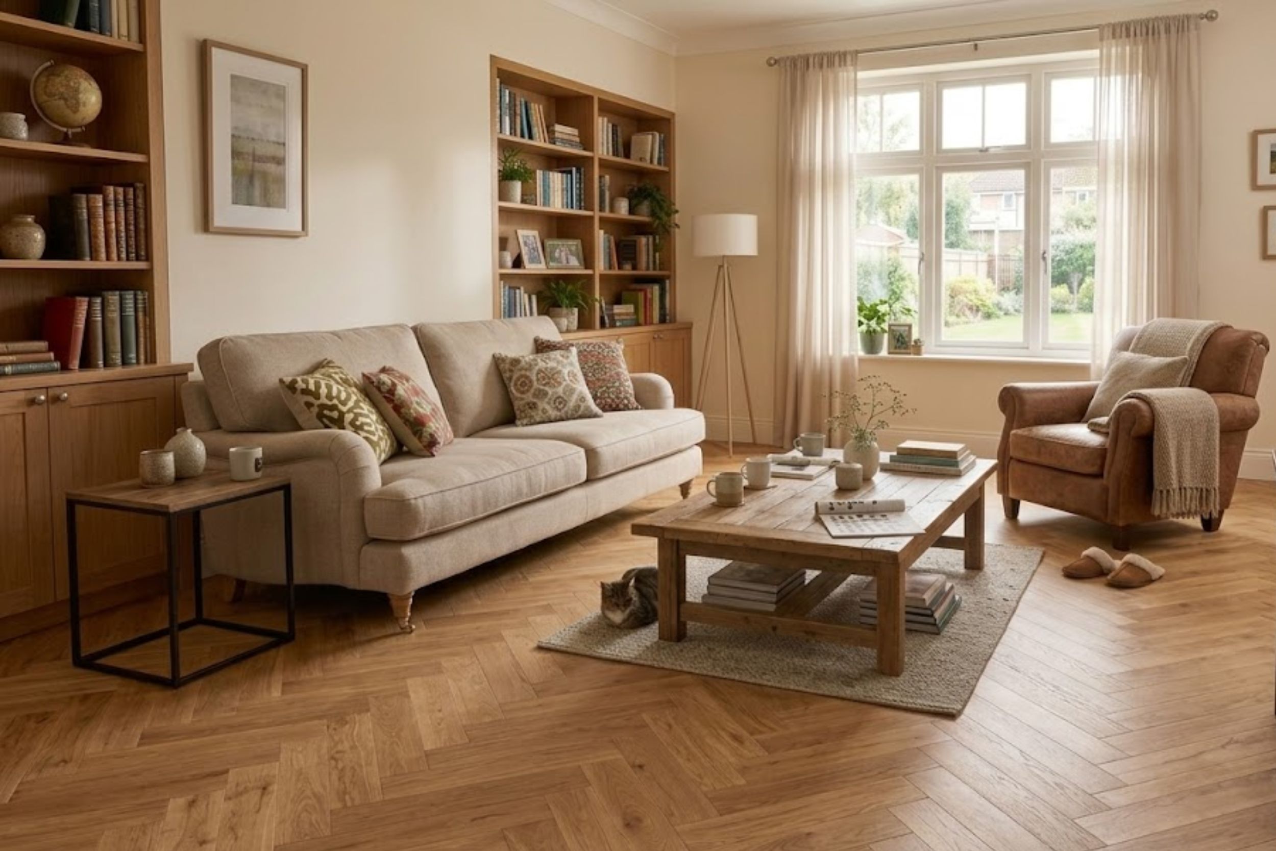 Parquet Herringbone Engineered Oak Flooring Natural UV Oiled - 15mm x 3mm x 120mm