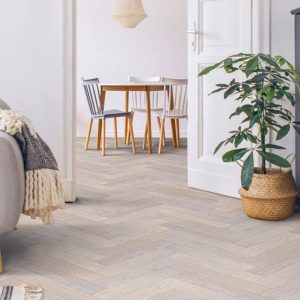 Parquet Herringbone Engineered Oak Flooring Whitewashed UV Oiled - 15mm x 3mm x 120mm